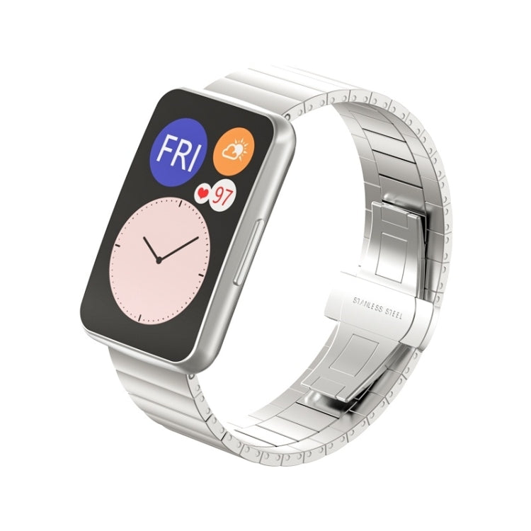 Silver stainless steel metal link replacement watch strap for smartwatch