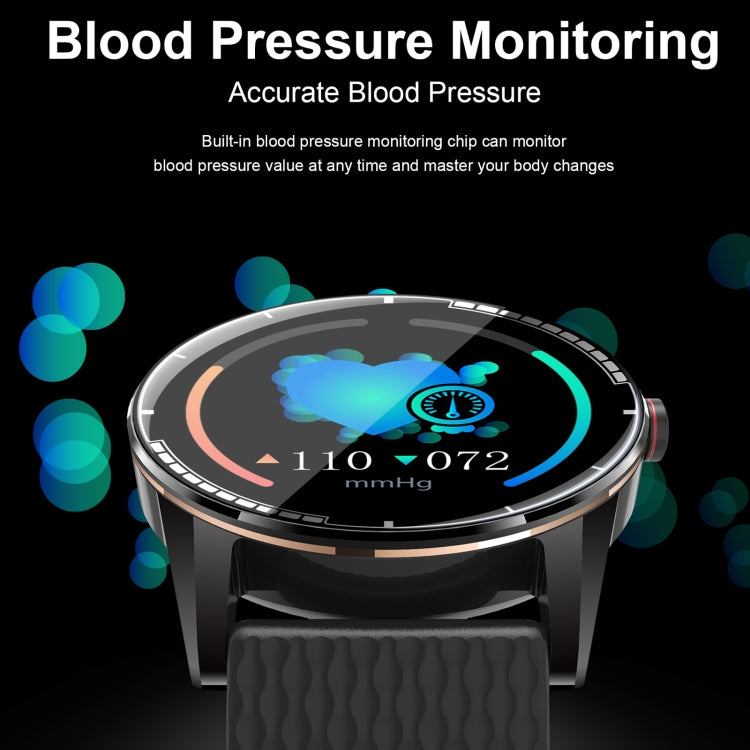Smart watch with dark gray case and black strap, heart rate screen display