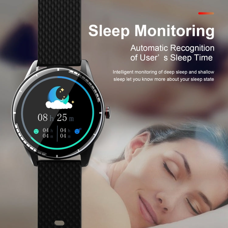 Smart watch on a wrist with black strap, sleep monitoring watch-face display