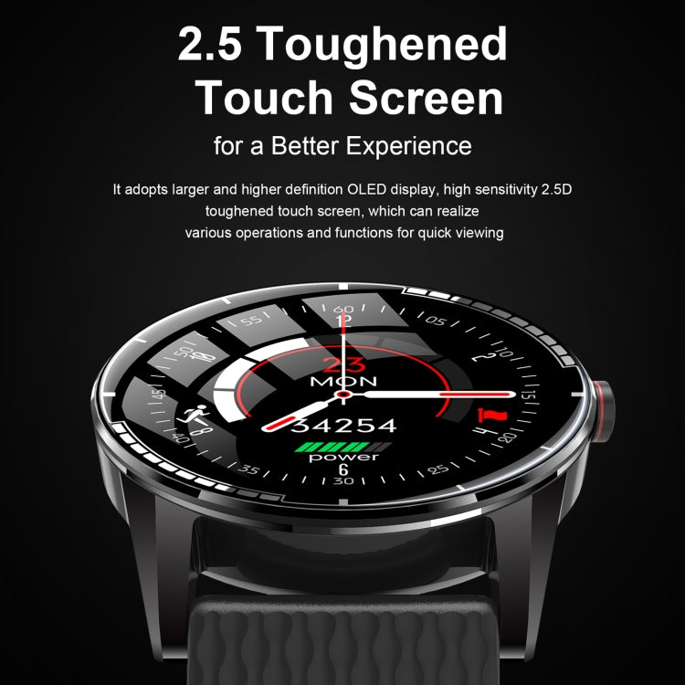 Black rugged touchscreen smartwatch with metal bezel and silicone strap