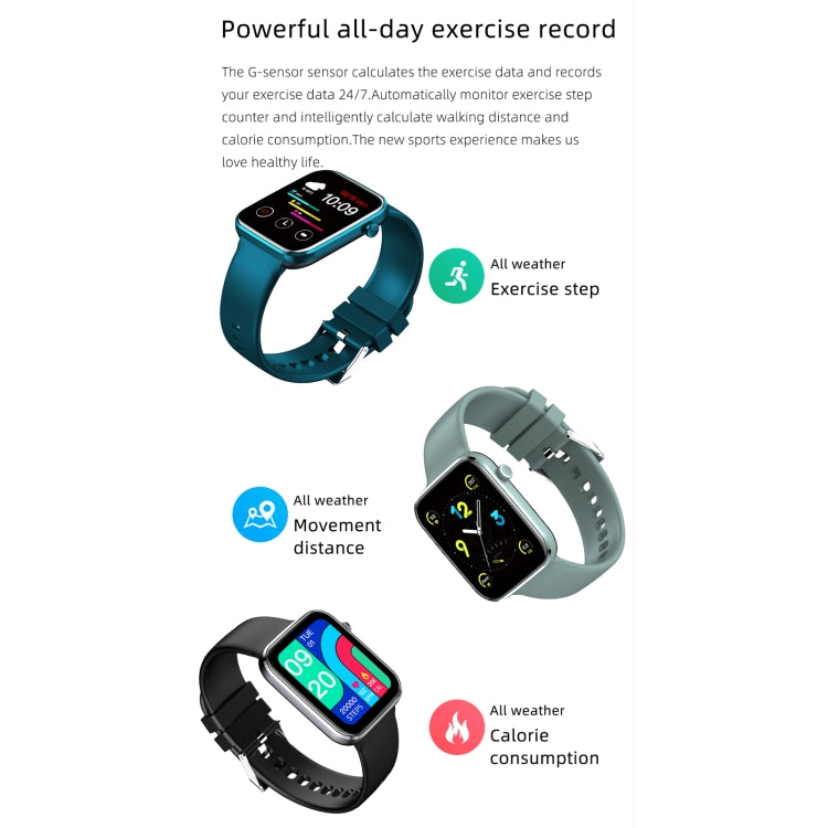 Smartwatch set with teal, gray, and black straps and colorful displays