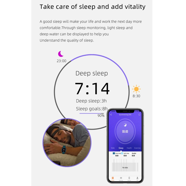 Smartwatch showing sleep tracking screen alongside mobile app display