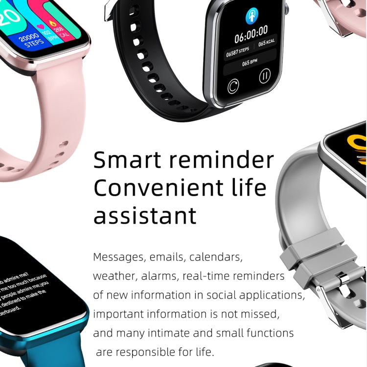 Smartwatch with black and pink straps featuring a colorful screen