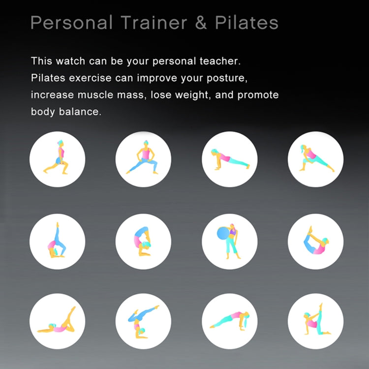 Fitness smartwatch training app screen with colorful exercise icons