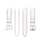 Silicone watch strap set, white bands with orange-brown edge stitching and pin buckle