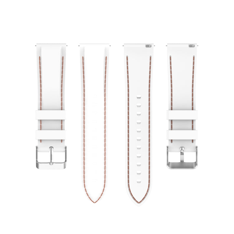Silicone watch strap set, white bands with orange-brown edge stitching and pin buckle