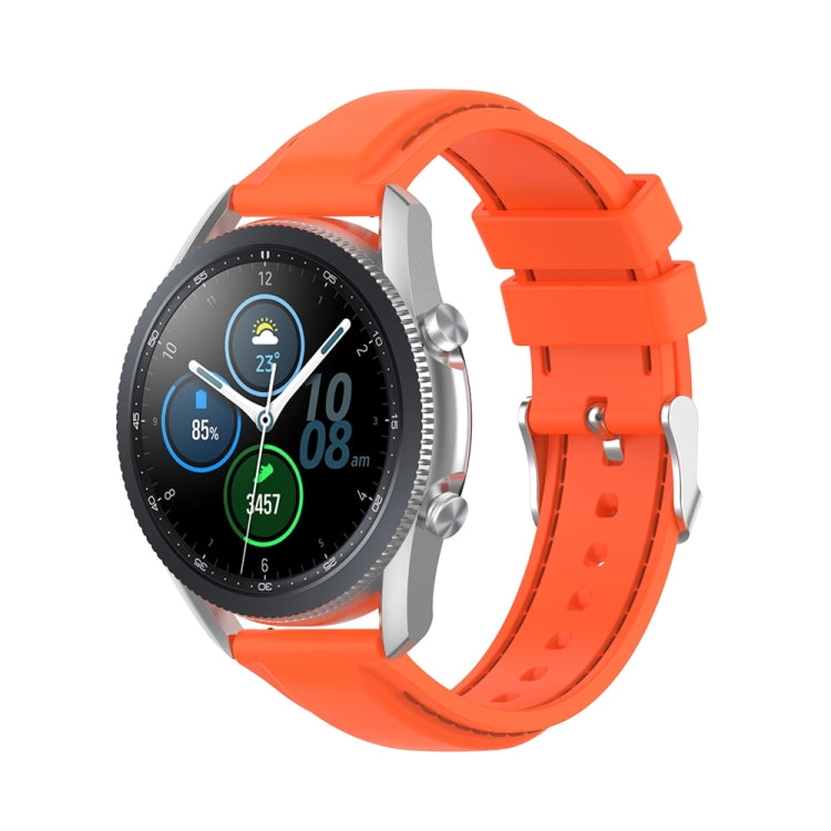 Silicone smartwatch replacement strap, bright orange with perforations and buckle