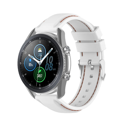 22mm silicone watch strap, white with orange edge stitching