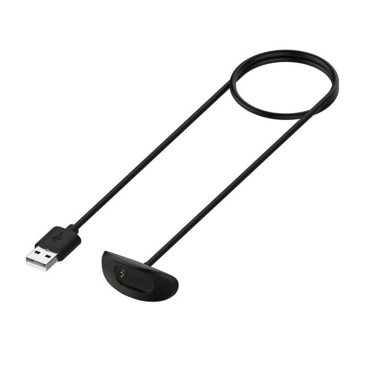 Black USB-A magnetic charging cable with curved dock and 1m length
