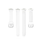 Set of white perforated silicone replacement watch straps with buckle clasp.