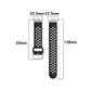 Black perforated silicone watch strap size diagram with 136mm length