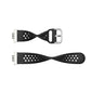 Black perforated silicone watch strap pair with metal buckles
