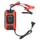 Orange 12V battery charger with leads and red/black alligator clips set