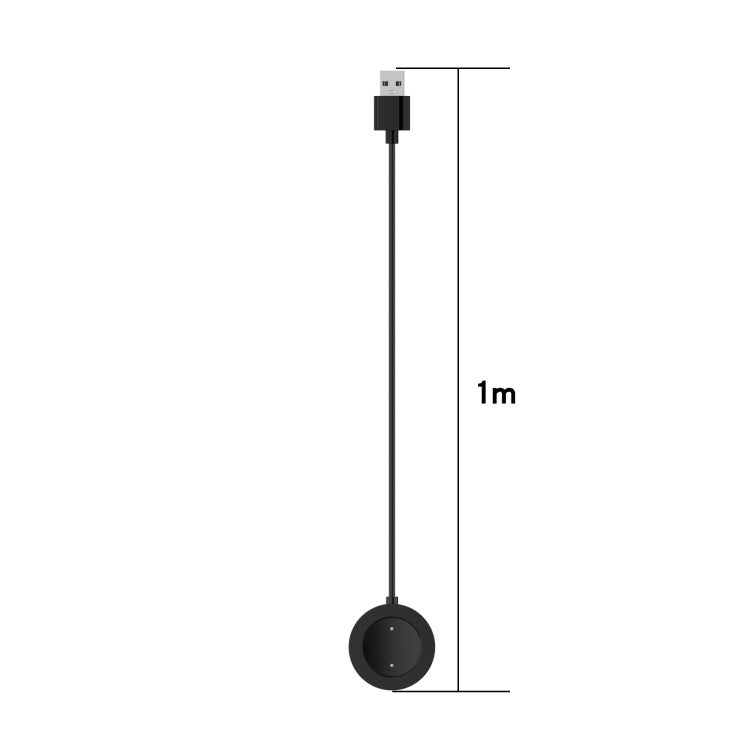 Black USB magnetic charging cable with round dock, USB-A plug, 1m length