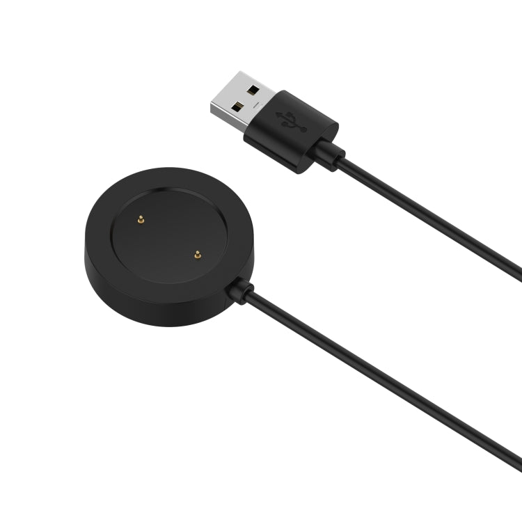Black USB magnetic charging cable with round dock and angled USB-A plug