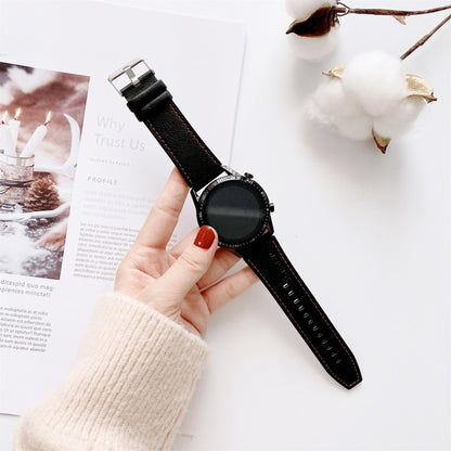 Huawei Watch GT2 Pro litchi-texture leather strap, black with metal buckle and holes
