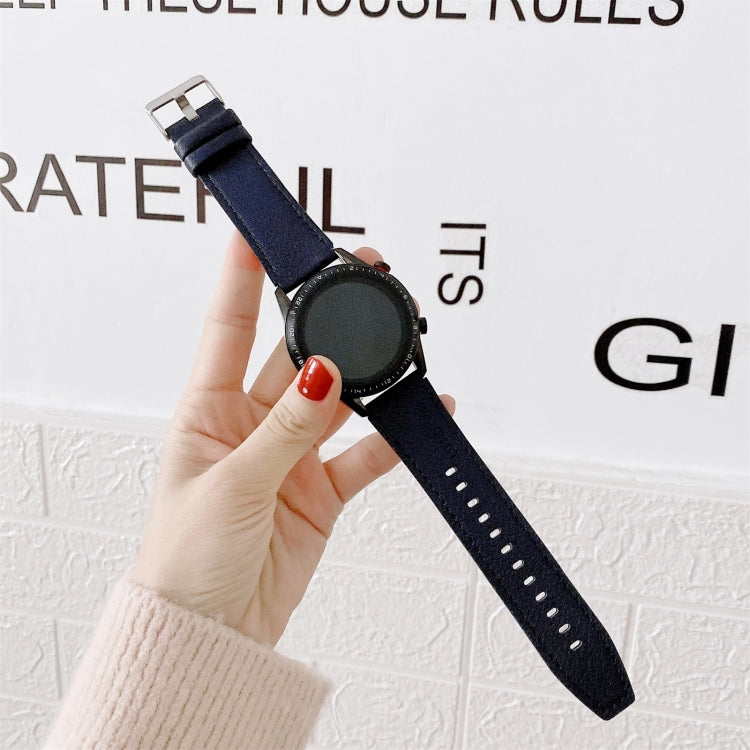 Huawei Watch GT2 Pro litchi-texture leather strap, dark blue with metal buckle and holes