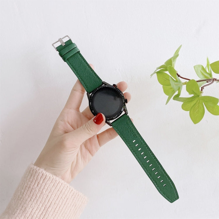 Huawei Watch GT2 Pro litchi-texture leather strap, green with metal buckle and perforations