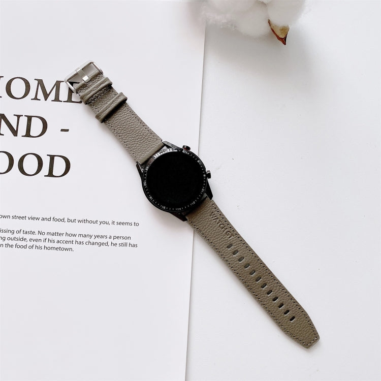 Huawei Watch GT2 Pro litchi-texture leather strap, grey with metal buckle and strap holes