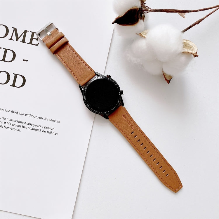 Huawei Watch GT2 Pro litchi-texture leather strap, camel brown with metal buckle and holes