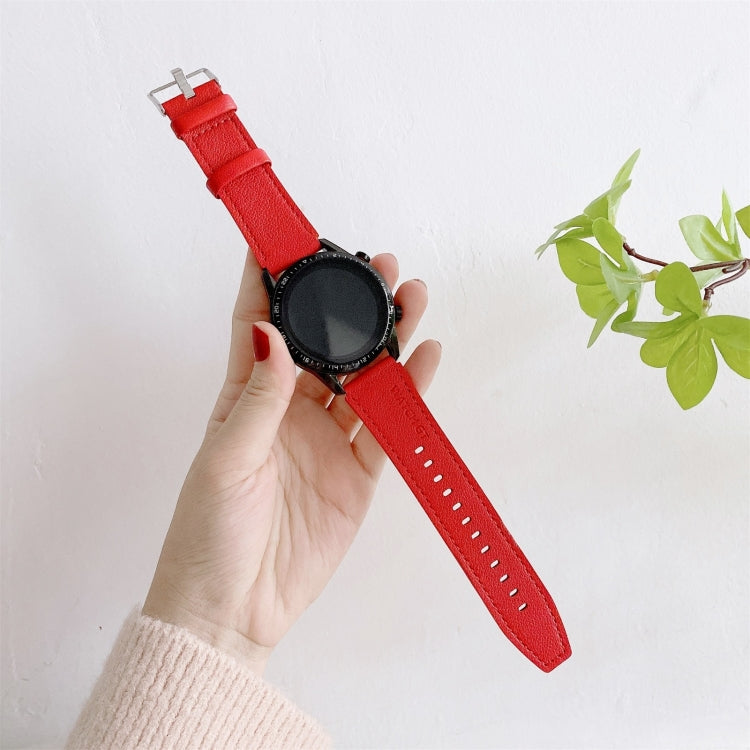 Huawei Watch GT2 Pro litchi-texture leather strap, red with metal buckle and perforations