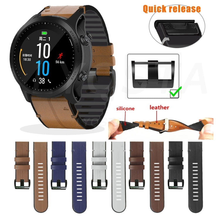 Quick-release silicone and leather watch strap set shown in multiple colors