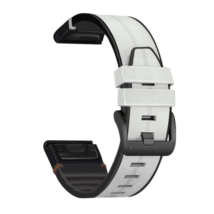 Light grey silicone and leather watch strap with quick-release buckle