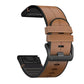 Coffee brown silicone and leather watch strap with quick-release buckle and black clasp.