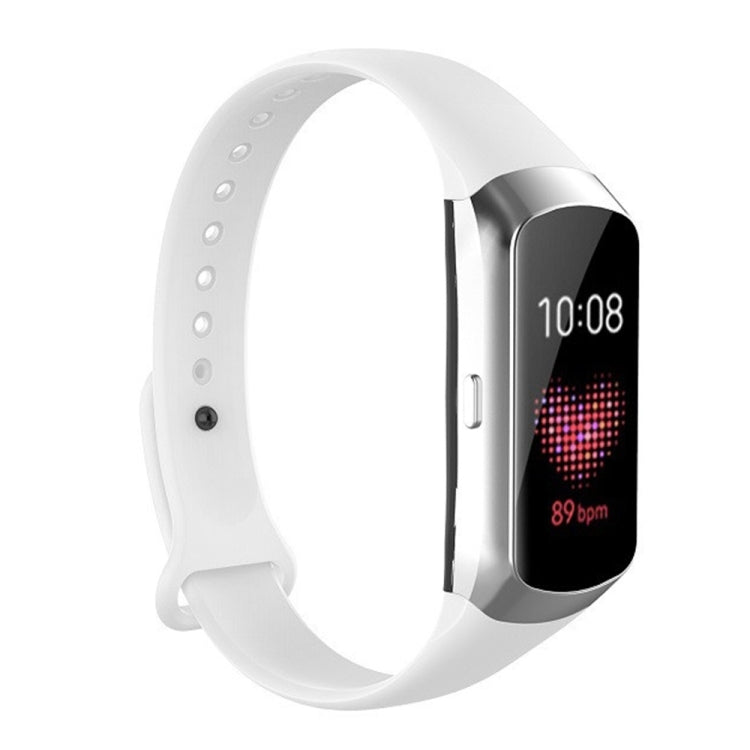White silicone watch strap with glossy nail-button clasp and perforation holes
