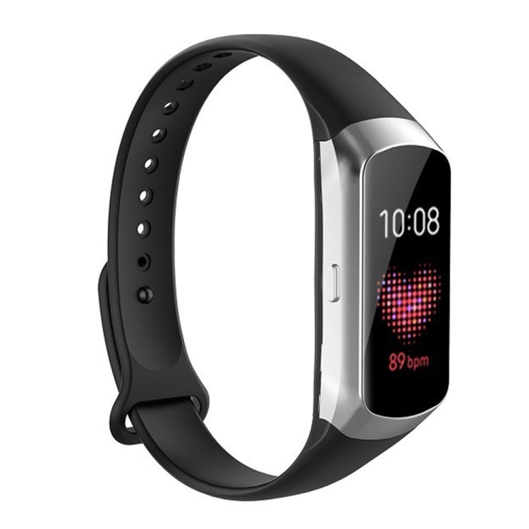 Black silicone watch strap with glossy nail-button clasp and perforation holes
