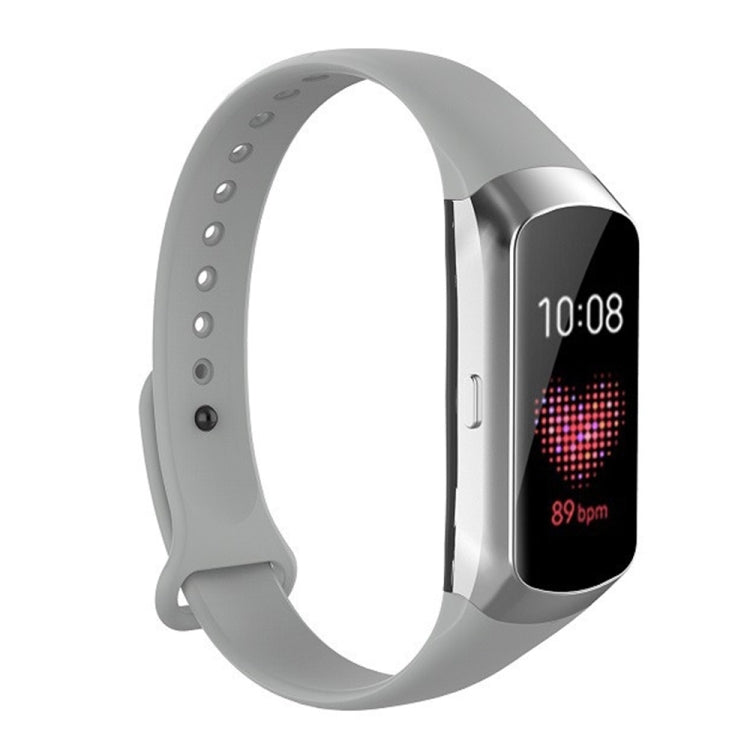Glossy silicone replacement watch strap, grey with button-hole rows