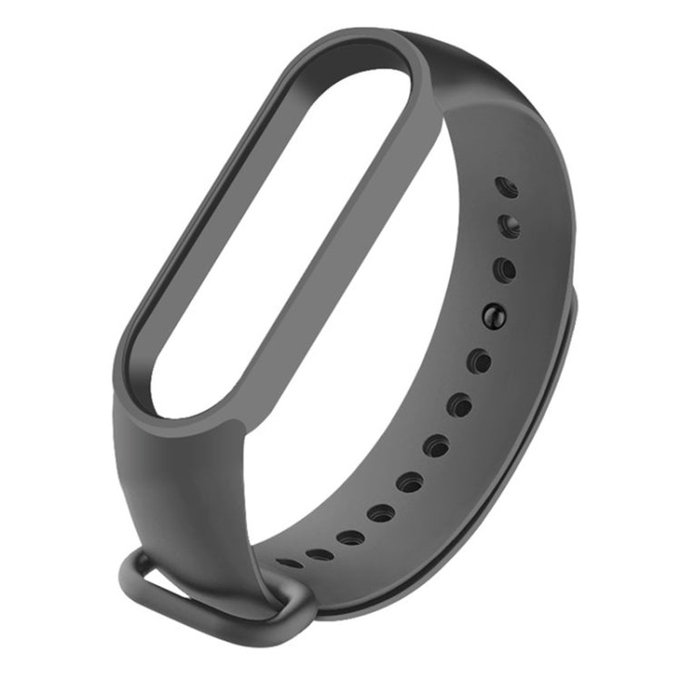 Dark gray silicone watch strap with multiple adjustment holes and pin buckle for Mi Band 6.