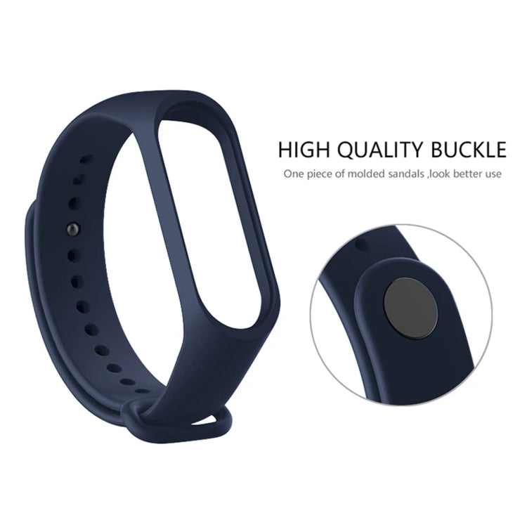 Silicone replacement watch strap for Mi Band 6, navy with buckle and pinholes