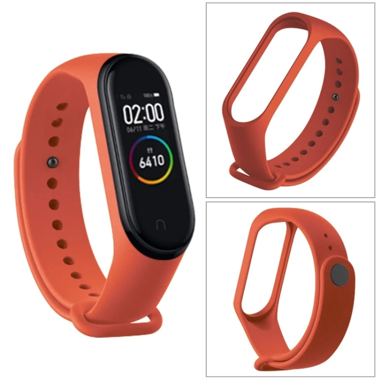 Silicone replacement watch strap for Mi Band 6, orange-red silicone band, perforated