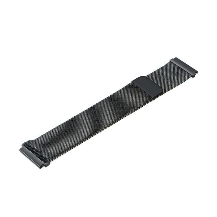 Black milanese stainless steel watch band with rectangular clasp