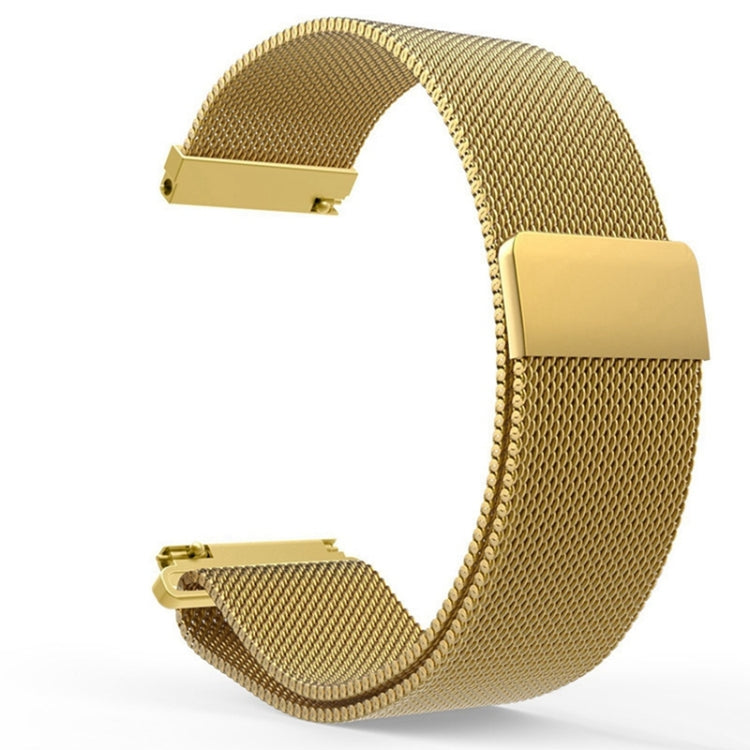 Gold milanese stainless steel watch band with rectangular clasp