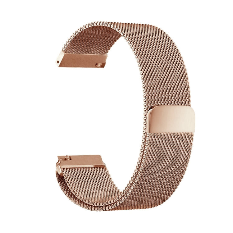Rose gold milanese stainless steel watch band with rectangular clasp