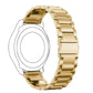 Gold 22mm stainless steel watch band with flat triple-buckle clasp and links