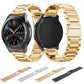 Set of 22mm stainless steel watch bands in black, silver, gold, and rose gold