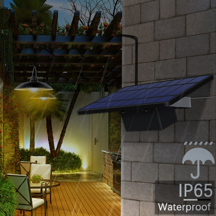 2-in-1 solar courtyard light with black solar panel and black pendant lamp, waterproof design