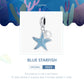 Blue enamel starfish charm with white shell pearl on S925 sterling silver ring