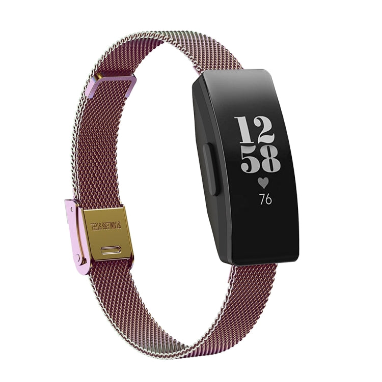 Milanese replacement watch strap with double buckle, rose mesh and gold clasp