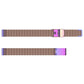 Milanese watch strap with pink buckle and rose mesh, adjustable end pieces