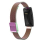 Milanese replacement watch strap with double buckle, purple and mint clasp ends