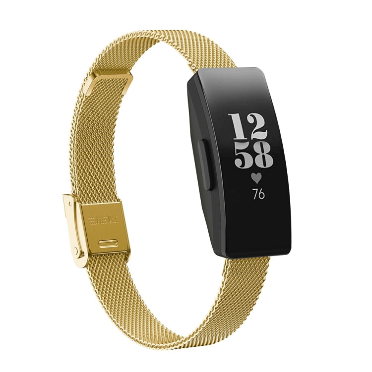 Milanese replacement watch strap with double buckle, gold mesh and gold clasp