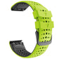 Two-color silicone watch strap with round-hole perforations and quick-release clasp, bright lime
