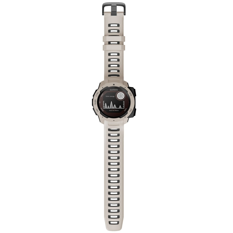 Two-tone silicone replacement watch strap in tundra white and black, flat profile