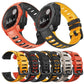 Silicone watch strap set showing multiple two-tone color options with black buckles