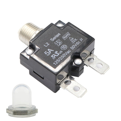 DC circuit breaker with waterproof cover, 5A, manual reset; metal terminals
