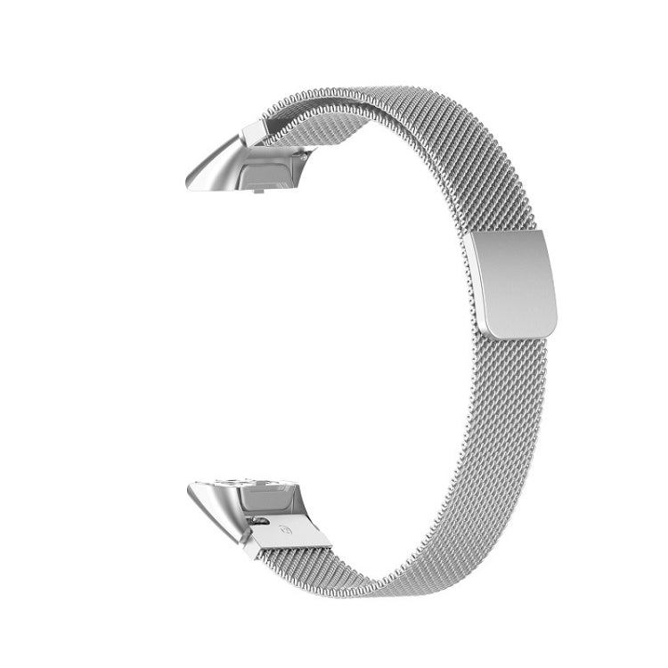 Silver Milanese mesh watchband with metal clasp